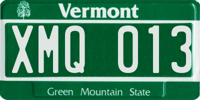 VT license plate XMQ013