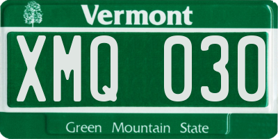 VT license plate XMQ030