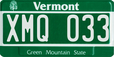 VT license plate XMQ033