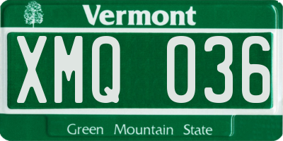 VT license plate XMQ036