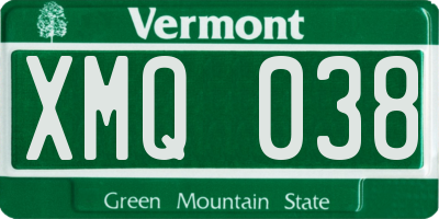 VT license plate XMQ038