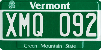 VT license plate XMQ092