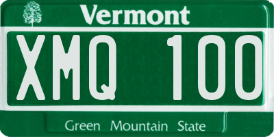 VT license plate XMQ100