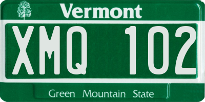 VT license plate XMQ102