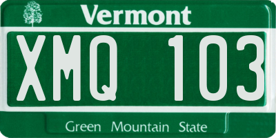 VT license plate XMQ103
