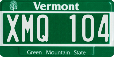 VT license plate XMQ104