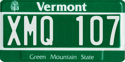 VT license plate XMQ107