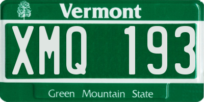 VT license plate XMQ193