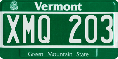 VT license plate XMQ203