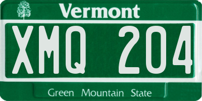VT license plate XMQ204