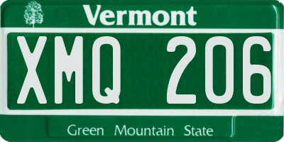 VT license plate XMQ206