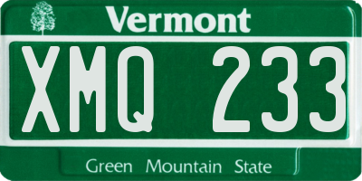 VT license plate XMQ233