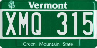 VT license plate XMQ315