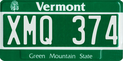 VT license plate XMQ374