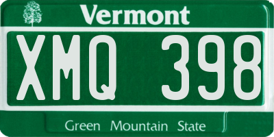 VT license plate XMQ398
