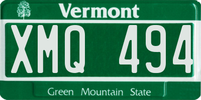 VT license plate XMQ494