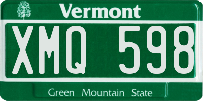 VT license plate XMQ598