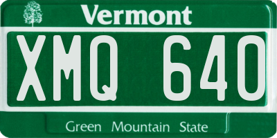 VT license plate XMQ640