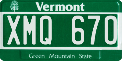 VT license plate XMQ670