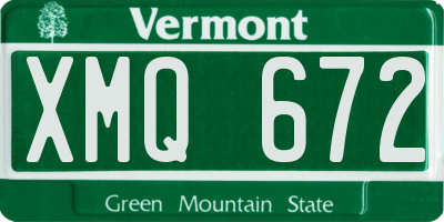 VT license plate XMQ672