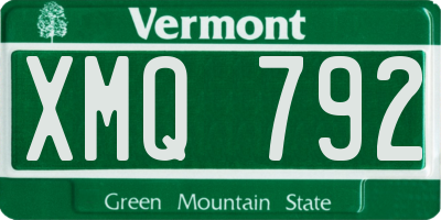VT license plate XMQ792