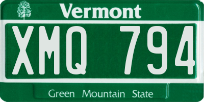 VT license plate XMQ794