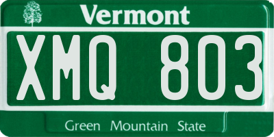 VT license plate XMQ803