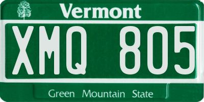 VT license plate XMQ805