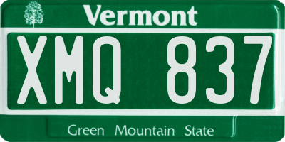 VT license plate XMQ837