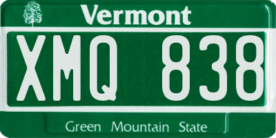 VT license plate XMQ838