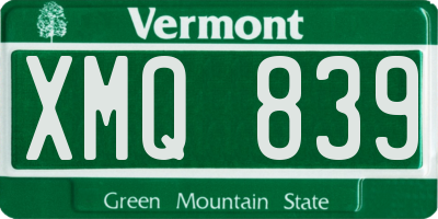 VT license plate XMQ839