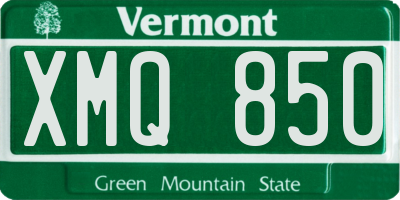 VT license plate XMQ850