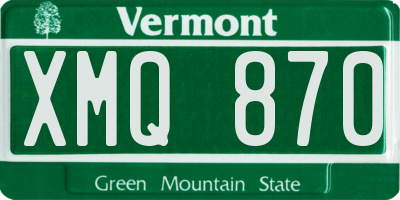 VT license plate XMQ870