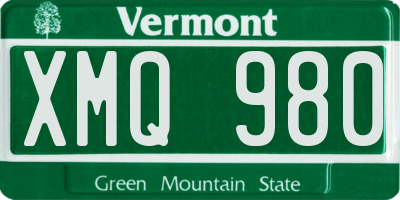 VT license plate XMQ980