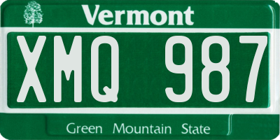 VT license plate XMQ987
