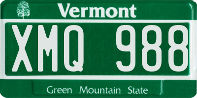 VT license plate XMQ988
