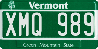 VT license plate XMQ989