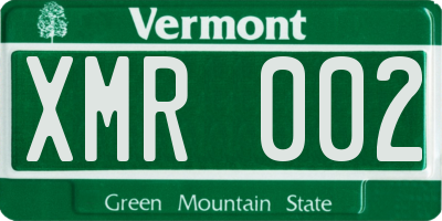 VT license plate XMR002