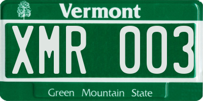 VT license plate XMR003