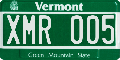 VT license plate XMR005