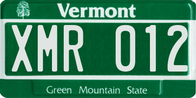 VT license plate XMR012