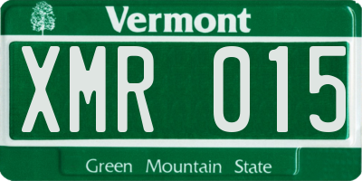 VT license plate XMR015