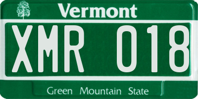 VT license plate XMR018
