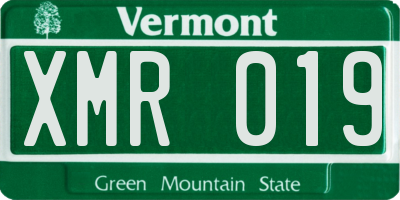 VT license plate XMR019