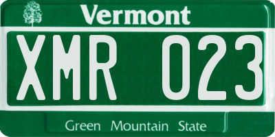 VT license plate XMR023
