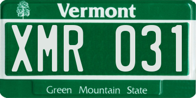 VT license plate XMR031