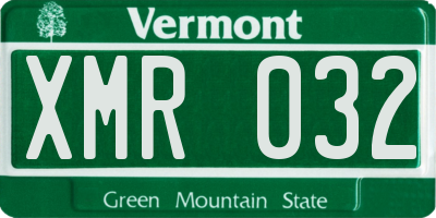 VT license plate XMR032