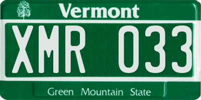 VT license plate XMR033
