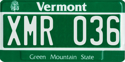 VT license plate XMR036