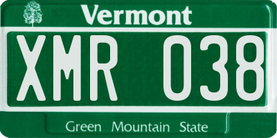 VT license plate XMR038